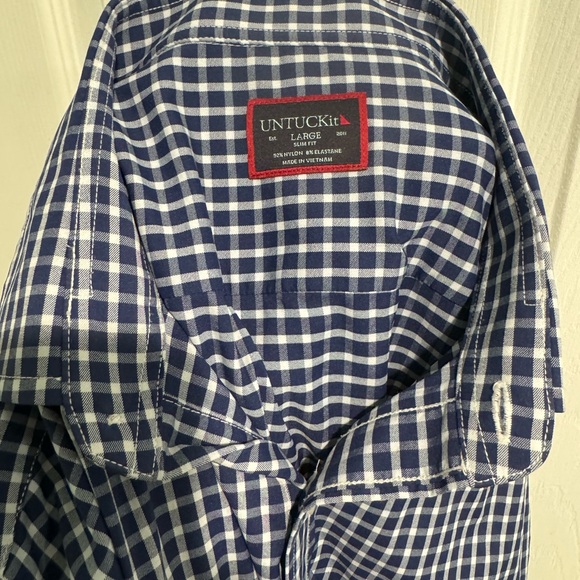 Untuckit Shirt‎ | Men's Blue/white Gingham Plaid Button Up Large Great Condition - Picture 4 of 12